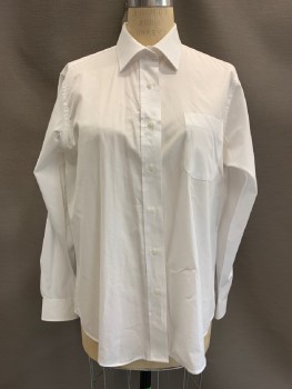NEIL ALLYN, White, Cotton, Polyester, Solid, L/S, B.F., C.A. Welt Chest Pocket