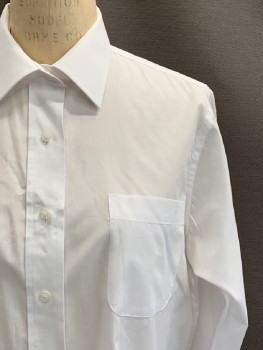 NEIL ALLYN, White, Cotton, Polyester, Solid, L/S, B.F., C.A. Welt Chest Pocket