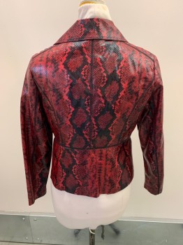 SOLO MODO, Red, Black, Polyurethane, Reptile/Snakeskin, Pleather, C.A., Zip Front, L/S