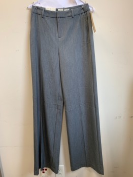 A NEW DAY, Gray, Polyester, Cotton, Heathered, F.F, Wide Leg, Zip Front, Belt Loops