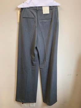 A NEW DAY, Gray, Polyester, Cotton, Heathered, F.F, Wide Leg, Zip Front, Belt Loops