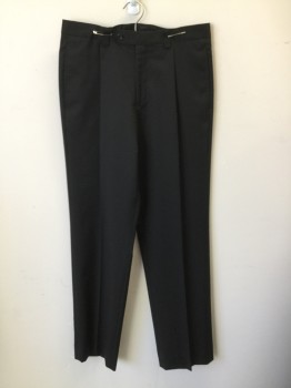 JOSEPH ABBOUD, Black, Wool, Solid, Pleated Front, Button Tab, Belt Loops, 4 Pockets **Has a Small Hole in Back