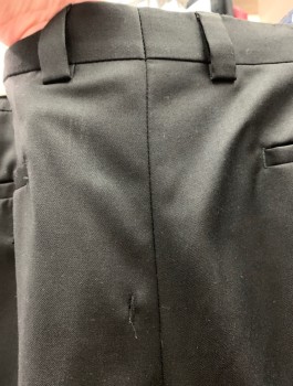 JOSEPH ABBOUD, Black, Wool, Solid, Pleated Front, Button Tab, Belt Loops, 4 Pockets **Has a Small Hole in Back