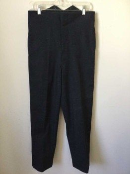 Mens, Pants 1890s-1910s, NO LABEL, Navy Blue, Wool, 29+, 30, Flat Front, Button Fly, Suspender Buttons, Multicolor Threads Woven Throughout Fabric, Side Pockets