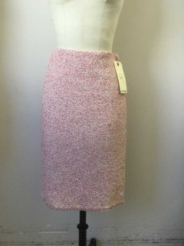 ANN TAYLOR, Cream, Red, Polyester, Spandex, Heathered, No Waistband, Stretch, Straight, Back Zipper,