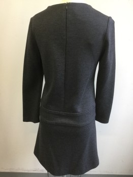 N/L, Charcoal Gray, Polyester, Knit, Style Lines, Center Back Zipper,