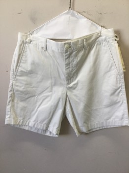 CLUB MONACO, White, Cotton, Solid, Flat Front, 5 Pockets, "Baxter" Slim Fit