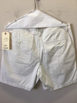 CLUB MONACO, White, Cotton, Solid, Flat Front, 5 Pockets, "Baxter" Slim Fit
