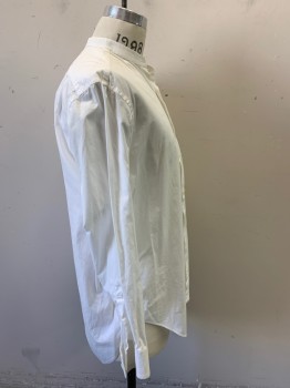 Mens, Shirt 1890s-1910s, N/L, White, Cotton, Solid, 33/34, 16, Long Sleeves, Button Front, Stain on Right Shoulder See Detail Photo,