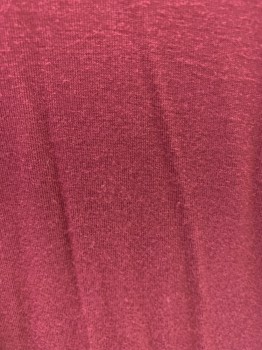 CHARTER CLUB, Red Burgundy, Rayon, Spandex, Solid, L/S, V Neck, Burgundy Lace at Neckline