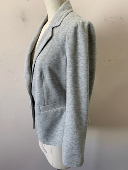 CLUB ROOM, Heather Gray, Polyester, Viscose, Jersey, Single Breasted, Notched Lapel, 1 Button, Fitted, 2 Welt Pockets, Maroon Polka Dot Lining
