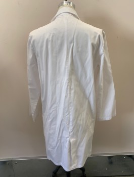CHEROKEE, White, Poly/Cotton, Solid, C.A., Notched Lapel, 4 Buttons, 3 Pockets,