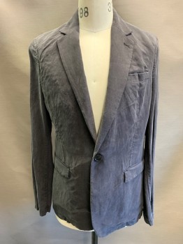 ALL SAINTS, Dk Gray, Lyocell, Linen, Notched Lapel, Single Breasted, Button Front, 2 Buttons, 3 Pockets