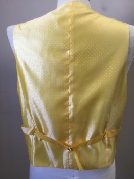 Mens, Suit, Vest, ANTONIO CARDINNI, Lt Brown, Yellow, Wool, Silk, Solid, 42, 5 Buttons, 2 Pockets, Yellow Self Dotted Silk Back with Self Back Belt