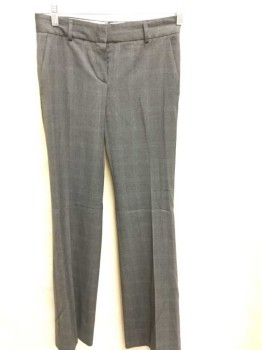 Womens, Suit, Pants, THEORY, Gray, White, Wool, Plaid-  Windowpane, W28, 0, Flat Front, Belt Loops,