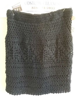 PINS AND NEEDLES, Black, Acrylic, Diamonds, SKIRT:  Black Crochet W/black Lining, 1" Black Elastic Waistband,