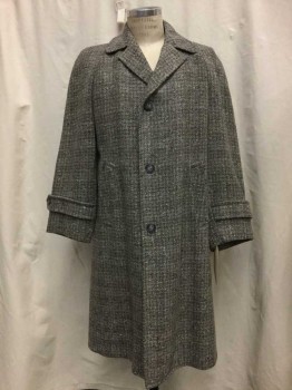 Mens, Coat, MTO, Heather Gray, Wool, Tweed, 40, Notched Lapel, 3 Buttons,  2 Pockets, Button Tab at Cuff,