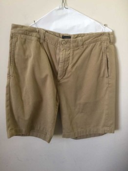 J CREW, Khaki Brown, Cotton, Solid, Flat Front, Belt Loops, Zip Fly, 5 + Pockets (Including Watch Pocket)