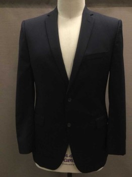JACK VICTOR, Navy Blue, Wool, Stripes - Shadow, Single Breasted, Collar Attached, Notched Lapel, 3 Pockets, 2 Buttons,