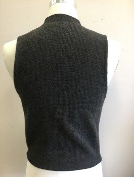 POLO RALPH LAUREN, Dk Gray, Charcoal Gray, Maroon Red, Wool, Alpaca, Speckled, Grid , Knit, 5 Button Front, V-neck, 4 Patch Pockets