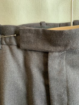 THEORY, Espresso Brown, Wool, Solid, Flat Front, Tab Waist, Zip Fly, Straight Leg, 4 Pockets, Belt Loops