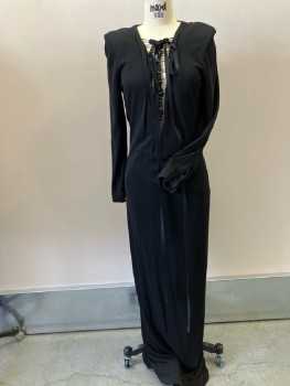 TOM FORD, Black, Knit, Floor Length, Lace Up Front, Back Zip, Invisible Zips At Wrists Of L/S, Back Slit,