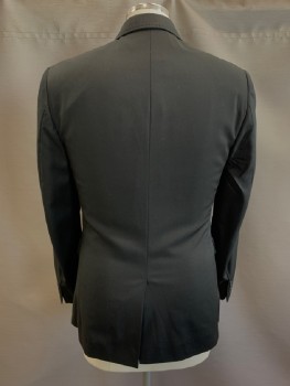 TED BAKER, Black, Wool, Solid, 2 Buttons, SB. Notched Lapel, 2 Flap Pockets, 1 Welt Pocket, CB Vent, Pick Stitching