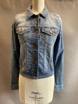 Womens, Jean Jacket, BP., Lt Blue, Cotton, XS, C.A., Button Front, 2 Breast Pockets, Belted Waist Sides