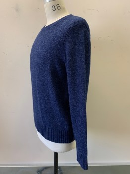 APC, Navy Blue, French Blue, Wool, 2 Color Weave, L/S, Crew Neck,