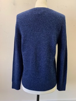 APC, Navy Blue, French Blue, Wool, 2 Color Weave, L/S, Crew Neck,