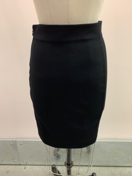 DVF, Black, Polyamide, Silk, Textured Fabric, Self Diagonal Stripe, Elastic Side, Zip Back, Pencil Skirt