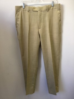 Mens, Suit, Pants, ANTONIO CARDINNI, Lt Brown, Wool, Silk, Solid, 30, 36, F.F, 4 Pockets