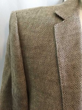 J CREW, Brown, Tan Brown, Linen, Rayon, Herringbone, 2 Buttons,  Notched Lapel, 3 Pockets, 2 Flaps, Little Pulls Here and There