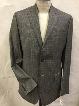 MERONA, Black, Beige, Wool, Glen Plaid, Single Breasted, 2 Buttons,  Notched Lapel, 3 Pockets,