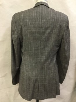 MERONA, Black, Beige, Wool, Glen Plaid, Single Breasted, 2 Buttons,  Notched Lapel, 3 Pockets,