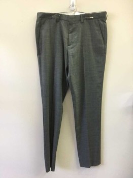 J CREW, Gray, Wool, Polyester, Heathered, Flat Front, Zip Fly, 4 Pockets,