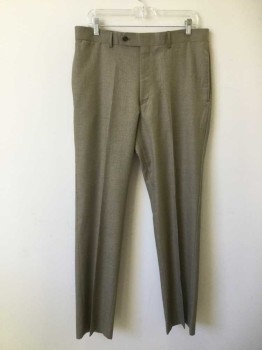 TOMMY HILFIGER, Taupe, Synthetic, Heathered, Flat Front Zip Fly, 5 Pockets