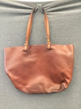 Womens, Purse, FOSSIL, Dk Brown, Leather, Solid, Tote, Two Straps, Open