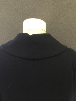 Mens, Coat 1890s-1910s, MTO, Navy Blue, Wool, Solid, 48, Shawl Collar, Double Breasted, 2 Pockets with Flaps, Slit Center Back,