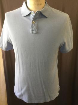 JCREW, Slate Blue, Cotton, Solid, 2 Button Front, Short Sleeves, CA
