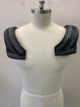 Unisex, Sci-Fi/Fantasy Armour, N/L, Gray, Black, Rubber, Color Blocking, O/S, SHOULDER GUARDS, *Aged/Distressed*, Velcro Stitched on Inside