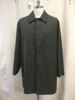 N/L, Moss Green, Cotton, Nylon, Solid, Hidden Button Front, Collar Attached, Long Sleeves, 2 Pockets, Button Sleeve Placket *Missing Liner*
