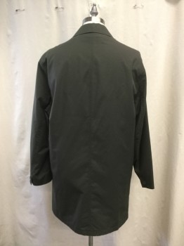 N/L, Moss Green, Cotton, Nylon, Solid, Hidden Button Front, Collar Attached, Long Sleeves, 2 Pockets, Button Sleeve Placket *Missing Liner*