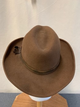 GOLDEN GATE HAT CO., Brown, Wool, Solid, Felted Wool, Brown Leather Hat Band with Tassel on Side