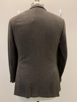 MATTARAZI, Lt Brown, Black, Wool, 2 Color Weave, L/S, 2 Buttons Single Breasted, Notched Lapel, 3 Pockets
