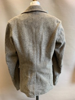 Childrens, Suit Piece 1, NO LABEL, Gray, Lt Gray, Wool, 2 Color Weave, 36, Boys Jacket, 3 Buttons, Single Breasted, Notched Lapel, 3 Pockets, Distressed