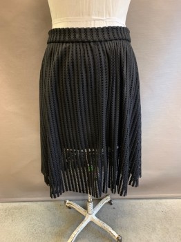 TORRID, Black, Polyester, Mesh Vertical Stripes, Waistband, Zip Back, A-Line
