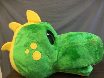 Unisex, Walkabout, NO LABEL, Green, Faux Fur, C:46, Dragon, HEAD Yellow Dots & Spikes, Package Includes, Body, Wings, Gloves And Booties, 5'11" Maximum Height