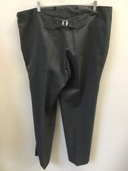 Mens, Pants 1890s-1910s, MTO, Dk Gray, Wool, 40/32, Made To Order, Button Fly,  Adjustable Back Belt, Suspender Button,