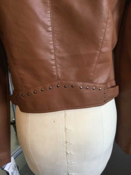 MARALYN & ME, Brown, Gray, Polyester, Cotton, Solid, JACKET:  Camel Brown, Western, Heather Hoody, Stand Collar Attached W/2 Snap Buttons, Zip Front, 2 Vertical Zip Pocket Bottom,detail Studs Work On Upper Arms & Back Waist, Short Side Belt